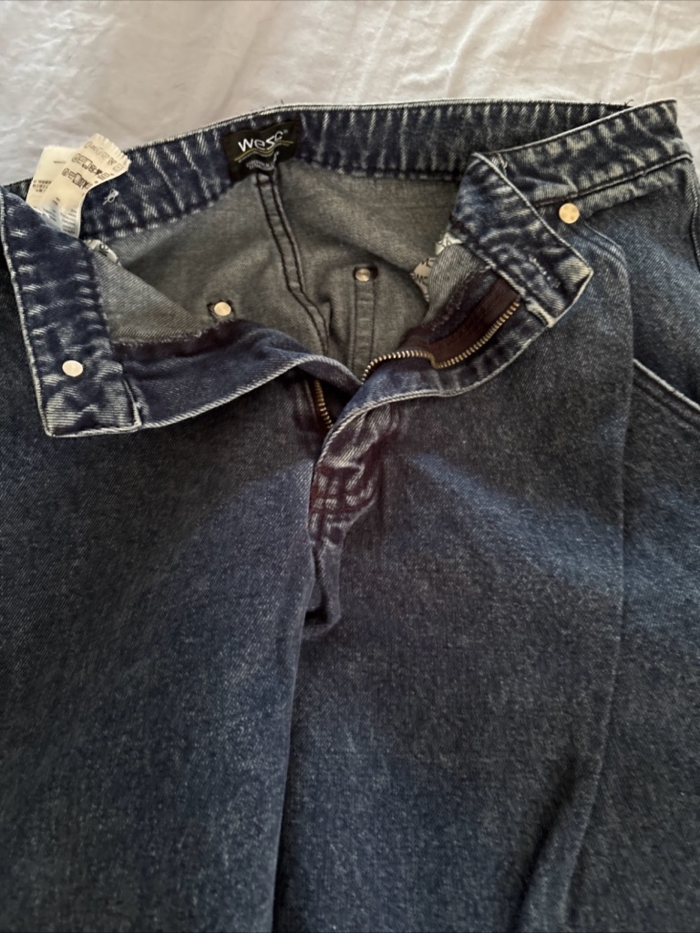 Wesc Men's Jeans - Dark Blue Denim with Yellow Patch - Picture 4 of 7